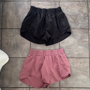 Women's Athletic Shorts in Black and Mauve